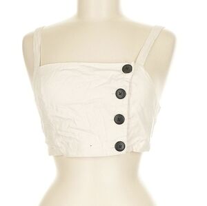 Urban Outfitters Linen White Button Crop Top